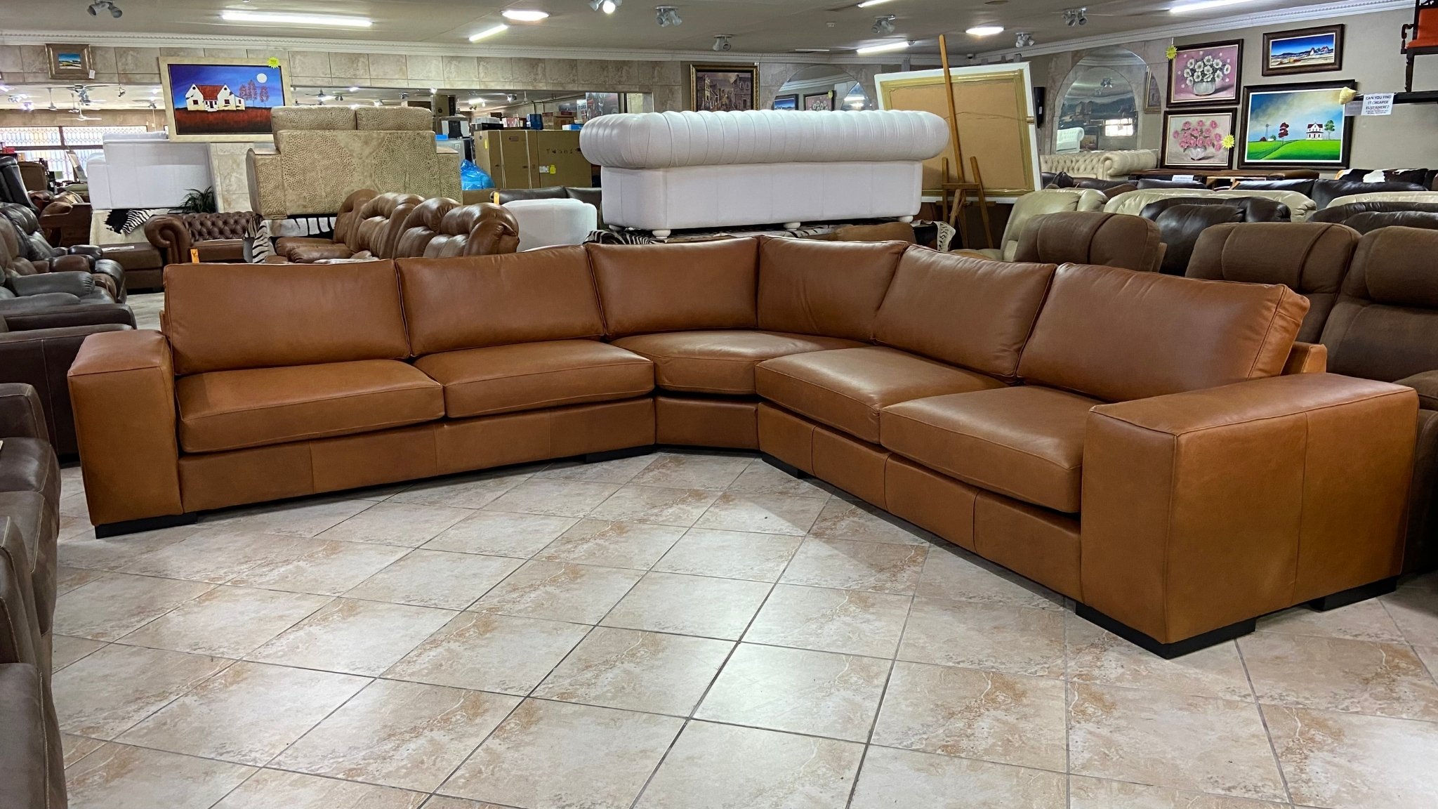 Gemsbok Curve Leather Corner Sofa