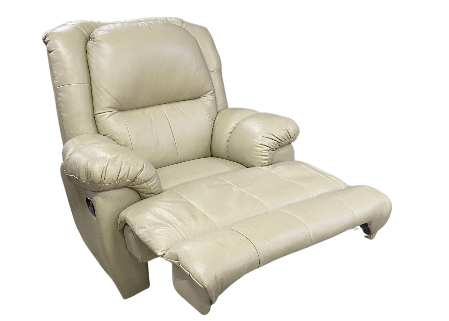 Divan Leather Recliner Chair Beige - Full-Grain Genuine Leather