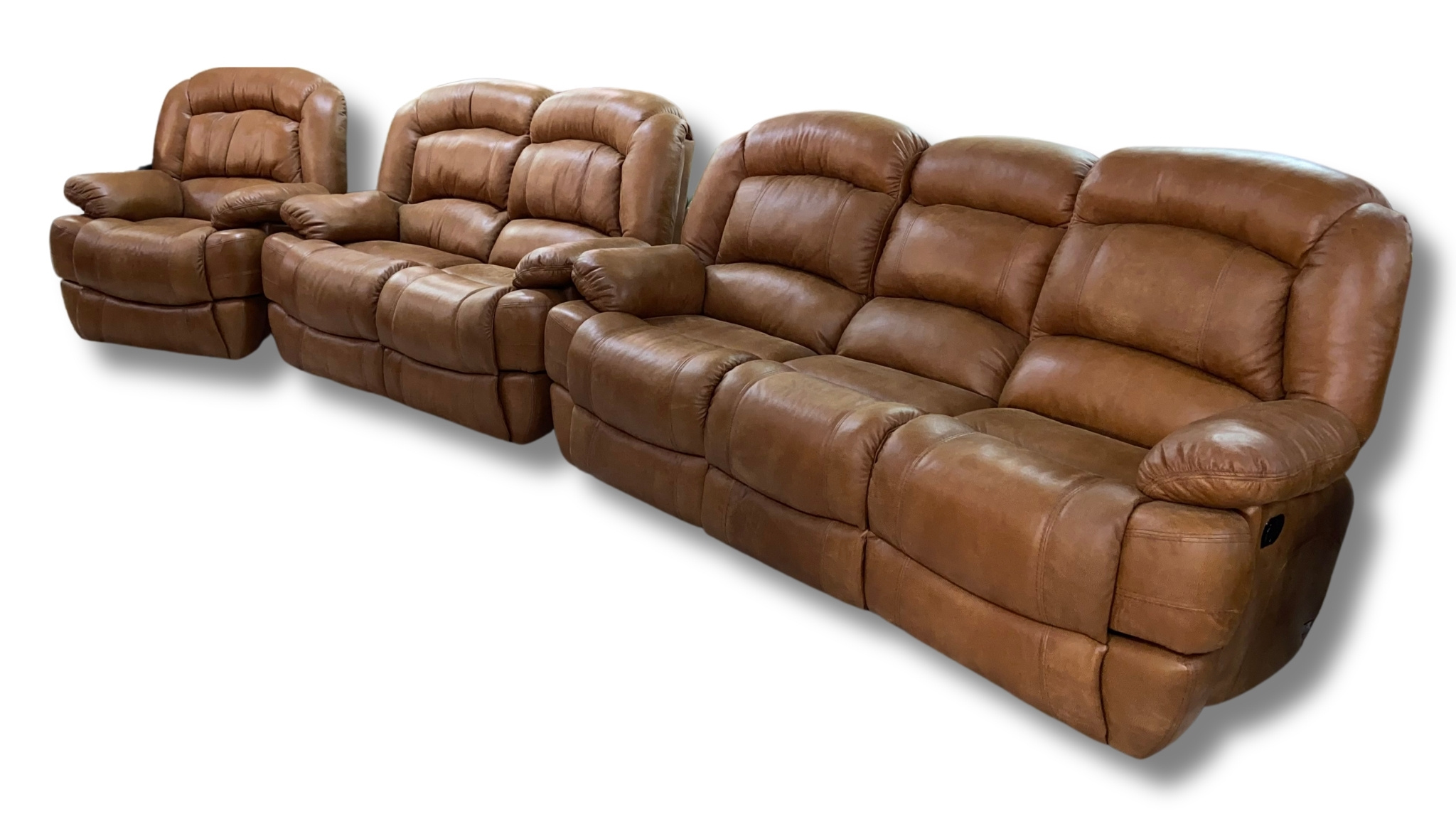 Rhino Leather Recliner 3-2-1 Set - Full-Grain Genuine Leather