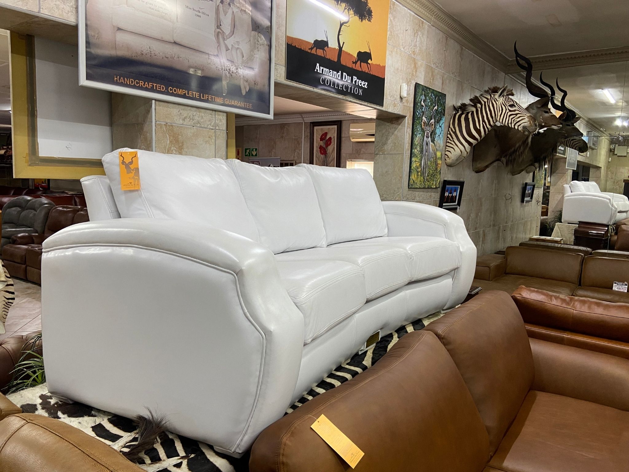 Armand Curve Luxury Sofa White Leather Side View