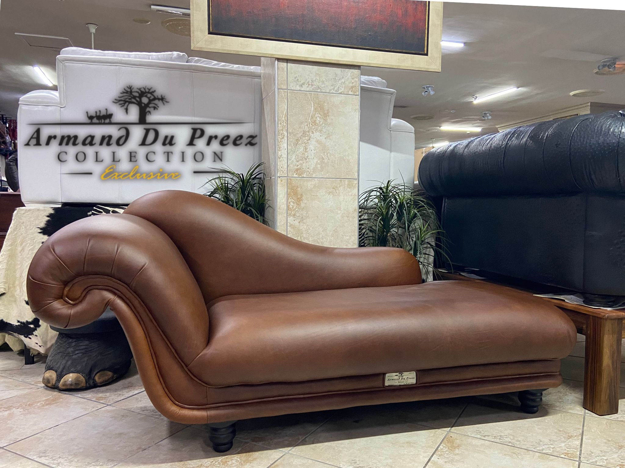 Chaize Leather Lounge Sofa - A-Grade Full-Grain Genuine Leather