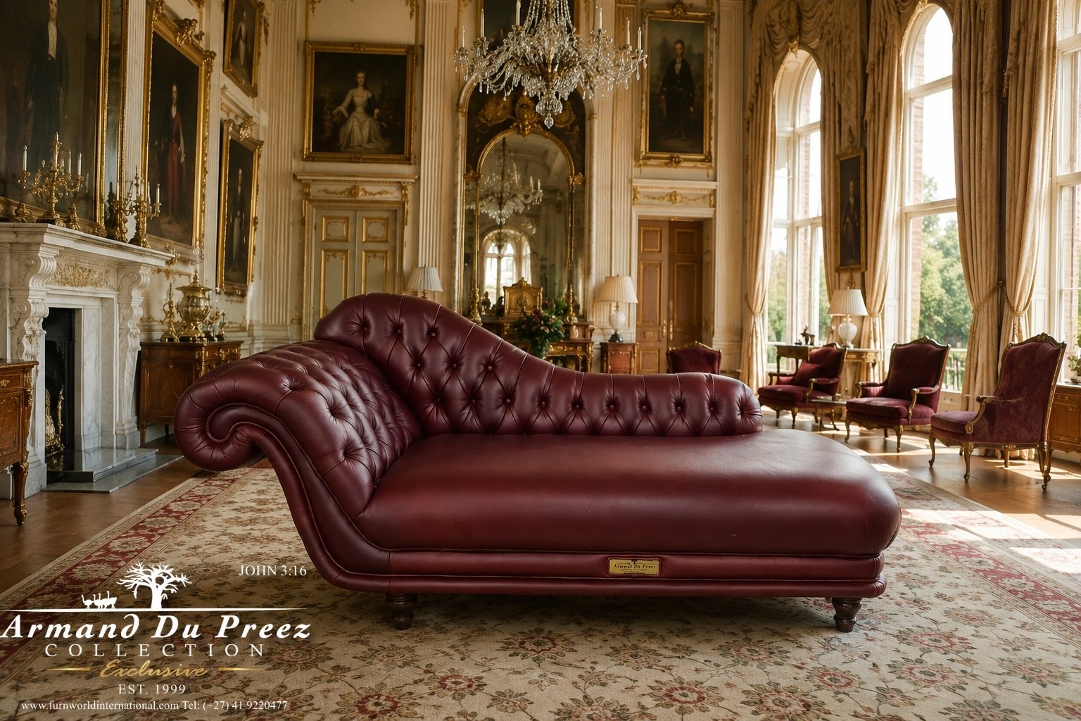 Antique Cherry Wood Red Chaise Lounge 1.7m | Furnworld International