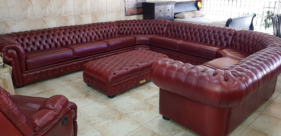 Cherry Red Chesterfield U-Shape Corner Unit additional view