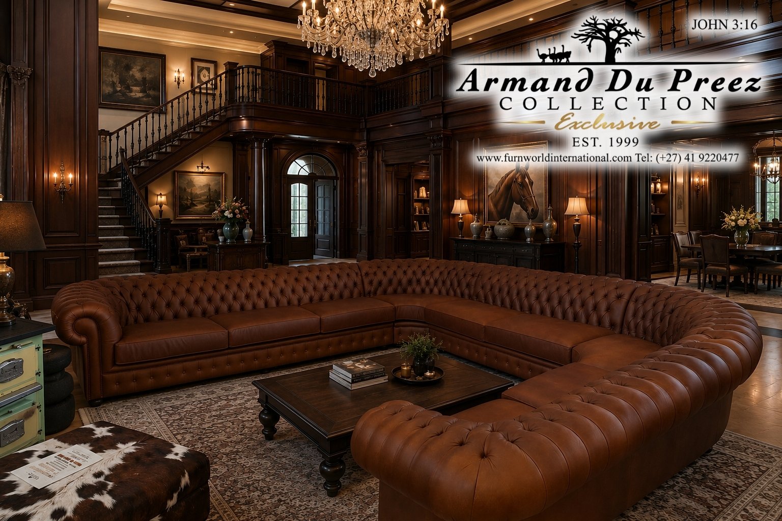 Large Chesterfield U-Shape Corner Unit Genuine Leather | Furnworld International