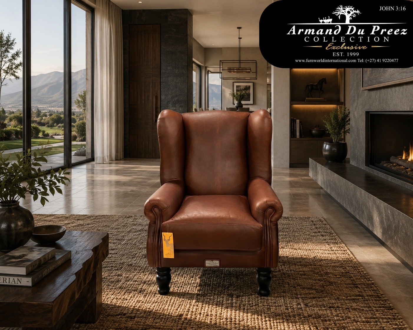 Imperial Wingback Leather Accent Chair - A-Grade Full-Grain Genuine Leather