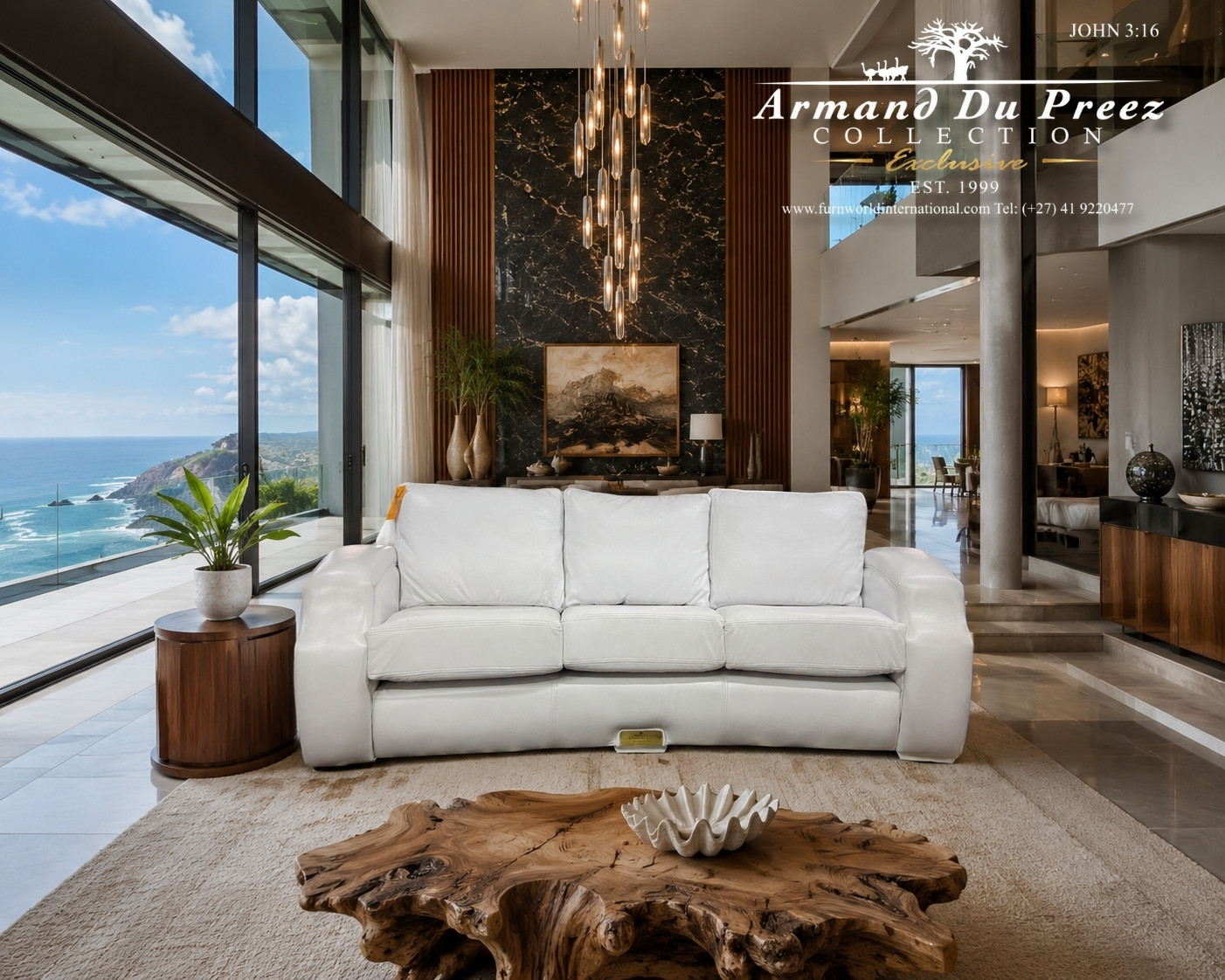 Armand Curve Luxury Sofa - White Leather