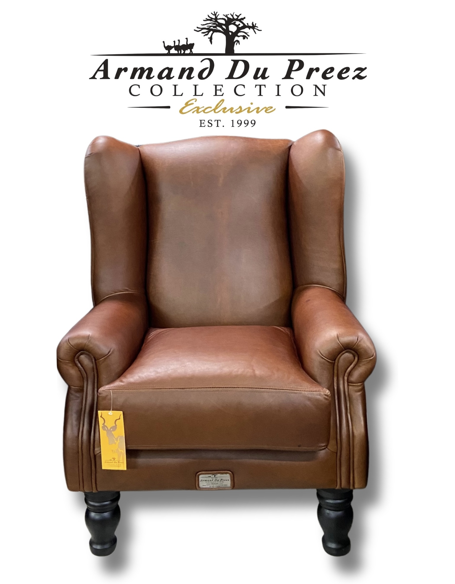 Imperial Wingback Leather Accent Chair - A-Grade Full-Grain Genuine Leather