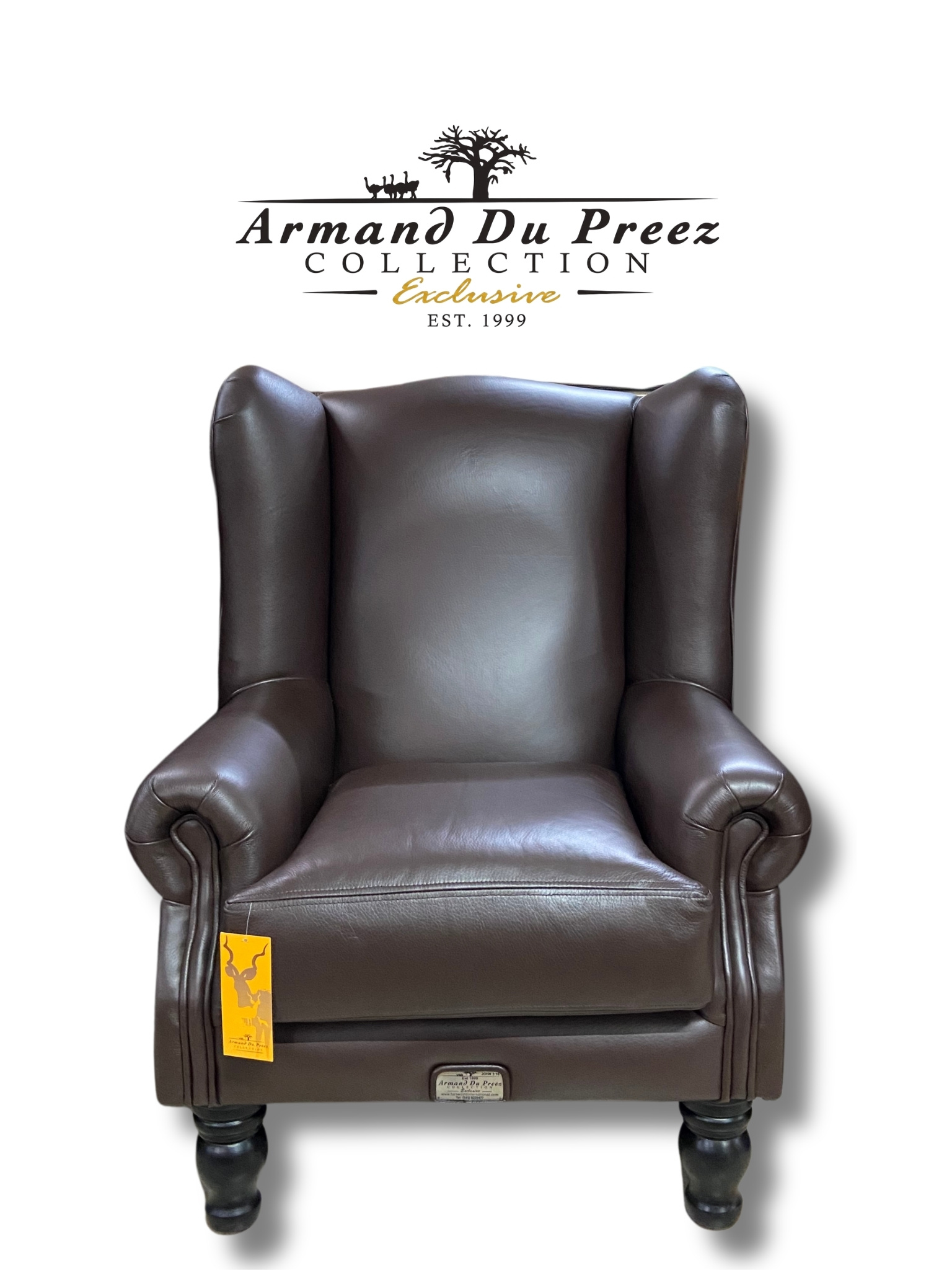 Wingback Leather Chair - Mocca Brown - A-Grade Full-Grain Genuine Leather