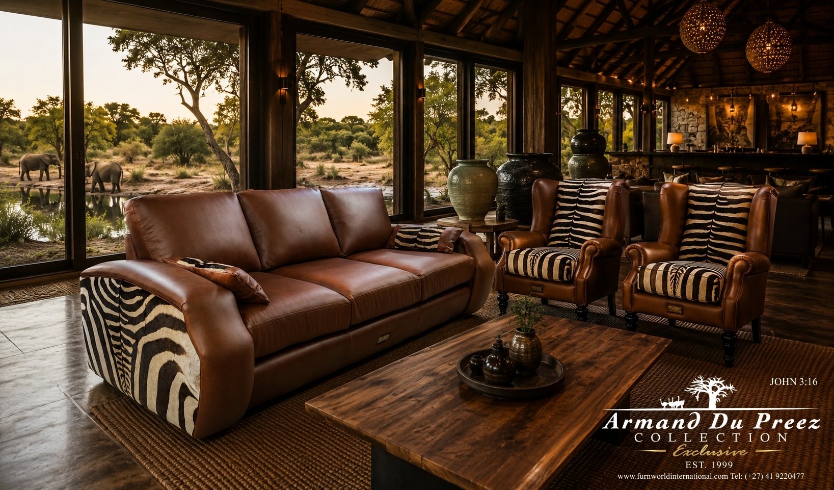 GENUINE ZEBRA & FULL-GRAIN LEATHER COUCH | ARMAND DU PREEZ COLLECTION